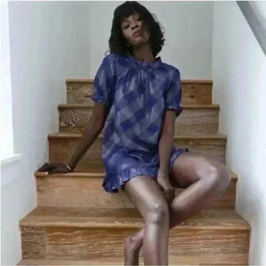 Hill House Katherine Nap Dress in Navy Glitter Check Size XS